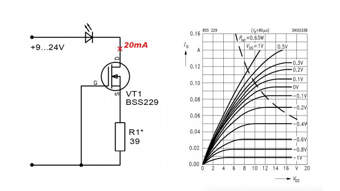 Генератор (стабилизатор) тока на MOSFET