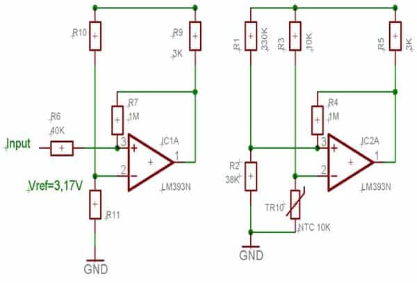 Компаратор на lm358 схема