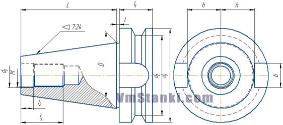 Конус 724 MAS 403 BT. Основные размеры