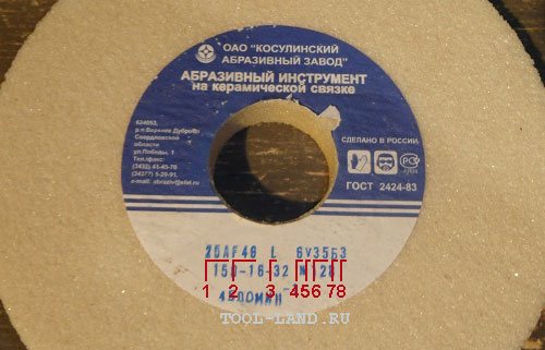 Маркировка абразивного круга